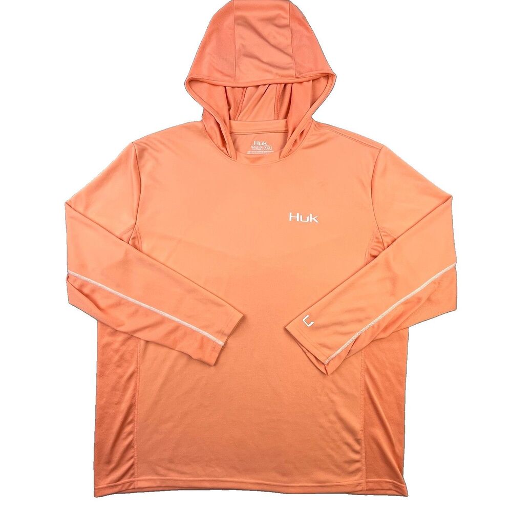 Huk Performance Fishing Hoodie Men’s XXL Peach Polyester Lightweight Hiking